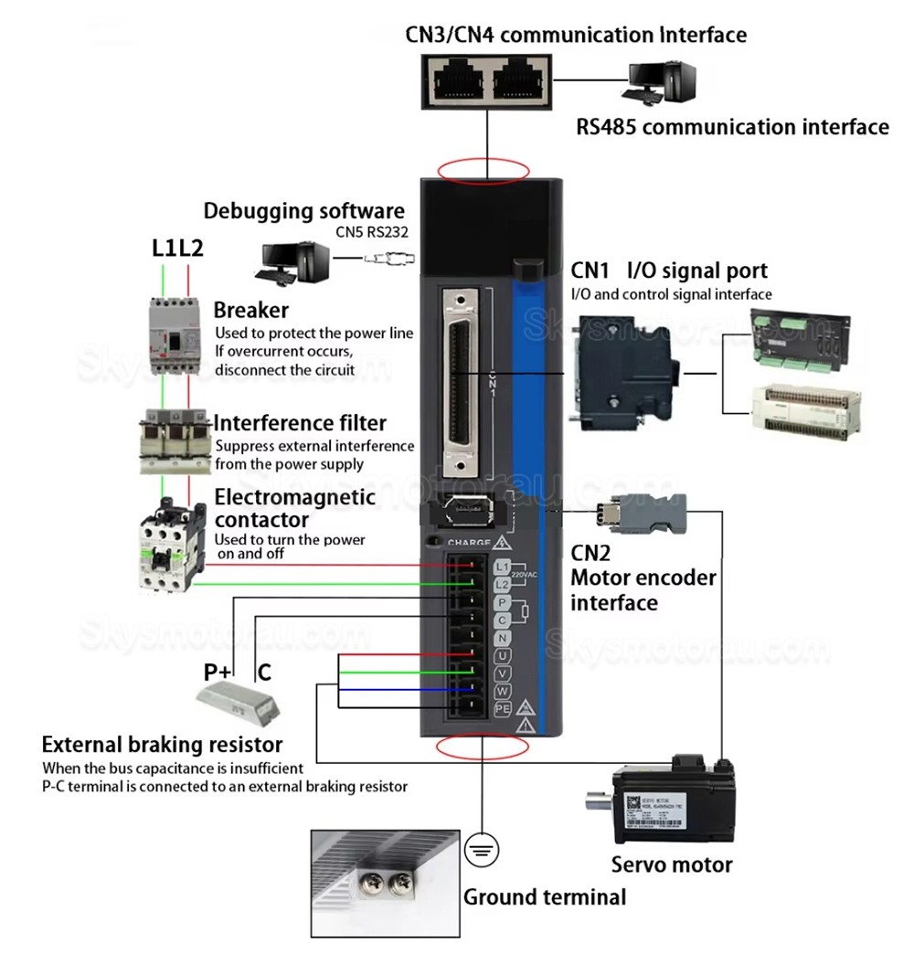 200W 180V-240V AC Servo Motor Driver JAND2002-20B 1.6A Single Phase External Braking Resistor